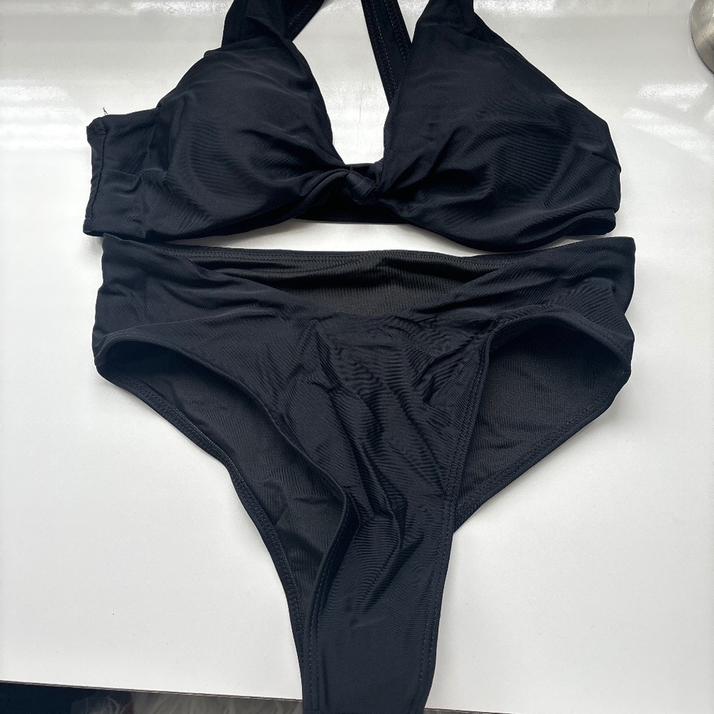Black high waisted bikini set
